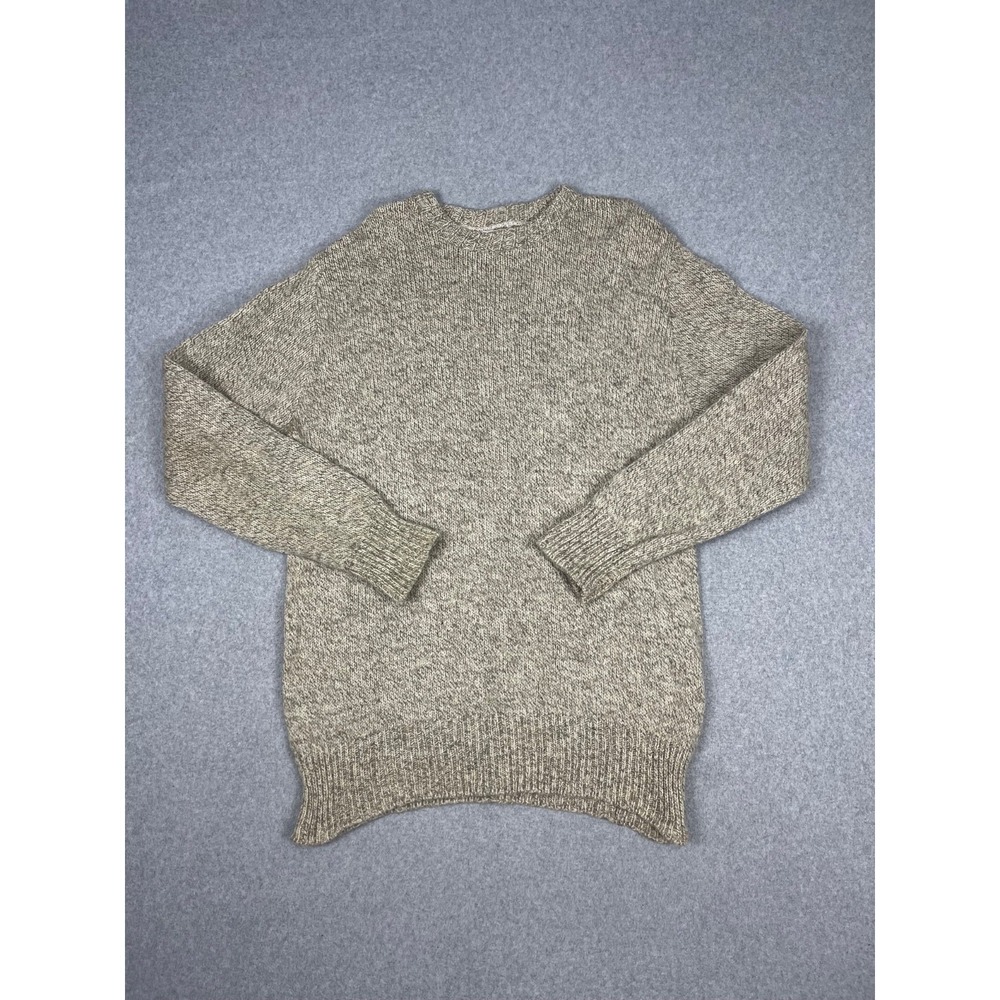Vintage LL Bean Sweater Mens 2XL Tan Wool Fisherman 90s Crew Neck Pullover